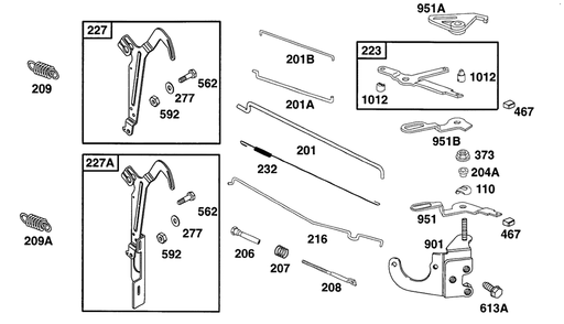 Controls 2 Diagram and Parts List for 161432-0126-XX  Briggs and Stratton Engine